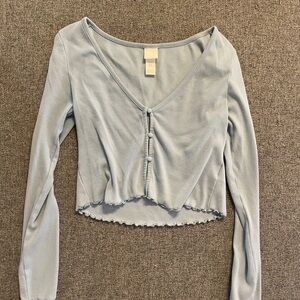 H&M blue Fitted Crop Blouse